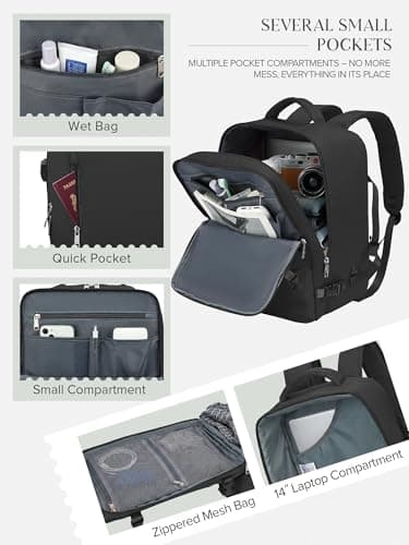 Hayayu Ryanair Cabin Bags 40x30x20 Underseat Carry-ons Hand Luggage Rucksack Travel Backpack Cabin Size 24L Flight Bag with Anti Theft Bag — view 3