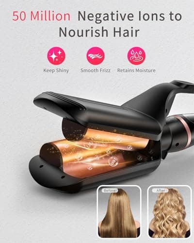 5 in 1 Curling Iron, Curling Wand Set with Hair Crimper Waver and 4 Interchangeable Ceramic Barrels (0.35"-1.25''), Fast Heating Dual Voltage Hair Curler Gifts for Women All Hair Types and Travel Use — view 3