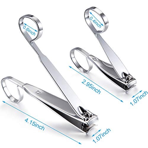 4-Pack Long Handle EZ Grip Nail Clippers Set - Sharp Stainless Steel Fingernail Toenail Trimmers for Men Women Travel Kit — view 2