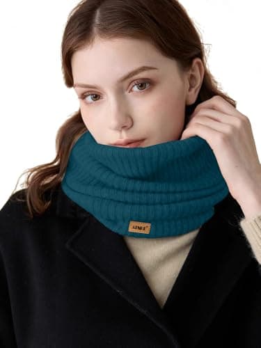 ATNKE Winter Warm Neck Gaiters Thicken Windproof Scarves Dust Face Mask Ski Circle Double Layer Fleece Lined Knit Scarf Gifts for Men and Women/Olive Green — view 6