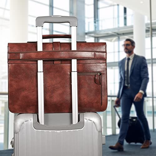 Estarer Mens PU Leather Briefcase Large Laptop Satchel Messenger Shoulder Bag for Work Business Office - Christmas Gifts For Him 17.3 Inch Brown-1 — view 3