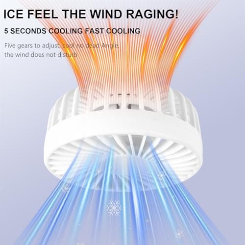 Jumkeet Handheld Fan, Mini Portable Foldable Fan with USB Rechargeable Battery 2600mAh, 5 Speeds Battery Operated Desk Desktop Fan with LED Display & Base for Home Office School Travel Outdoor (White) — view 2