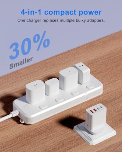 UK USB C Plug, 40W 4-Port Fast Charger Plug, Dual PD 20W+QC 3.0 Multiport USB C Wall Charger, TUV/CE/FCC/UL Certified Safe Type C Mains Charging Head for iPhone, Samsung, iPad, Watch, Macbook — view 5