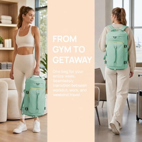 40L Waterproof Gym Duffle Bag, Duty Travel Duffel Holdall Backpack — view 4