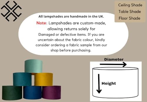 Plush Velvet Lampshade for Ceiling Shade, Table, Floor Lampshade with Brushed Silver Lining Handmade in the UK (Pink,Diameter 30 x 20cm Height — view 2