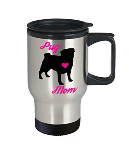 Pug Mom Travel Mug - Insulated Portable Coffee Cup With Handle And Lid For Dog Lovers — view 2