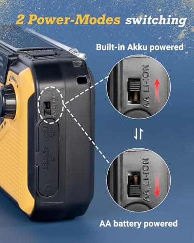PRUNUS J-369 Wind Up Radio Solar, AM/FM Emergency Hand Crank Radio — view 6