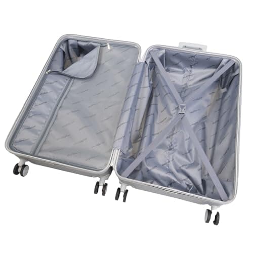 SKYFLITE Modern Large Trunk, 76cm, ABS Hardshell, Silver/Charcoal, TSA Lock, 90L Capacity (Silver) — view 4