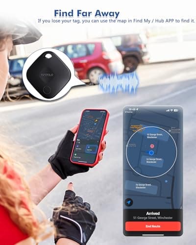 Yipoyilo Dual System Air Tracker Tag, Bluetooth Tracker Work with Apple Find My and Google Find Hub for iPhone iOS Android, Item Tracker for Luggage Key Bags etc 4 Pack Pure Black — view 6