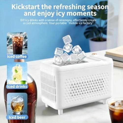 Posheliox Portable Car Ice Maker 12V Compact Ice Machine for Road Trip Outdoor Use with Quick Freeze Function and ABS Build White(White 12) — view 5
