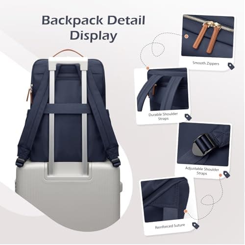 GOLF SUPAGS Stylish Laptop Backpack for Women Airline Approved Perfect for Work College and Travel Multi-Functional Casual Daypack Fits 15.6 Inch Notebook (Navy Blue) — view 5