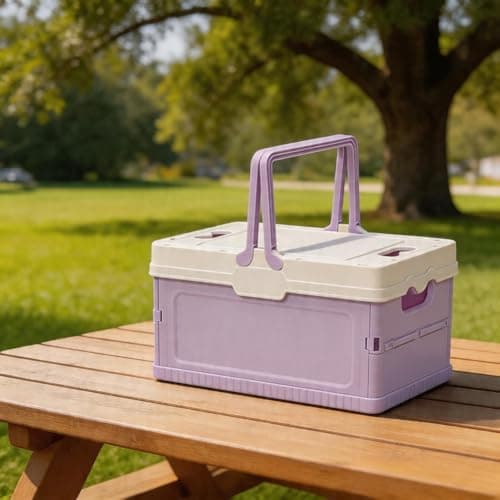 PureBowlic Foldable Storage Box for Car Trunk, Home & Picnic Collapsible PP Organizer Bin for Toys, s & Supplies, Compact 25x17.2x14.6cm, Space Saving Solution(Purple) — view 6
