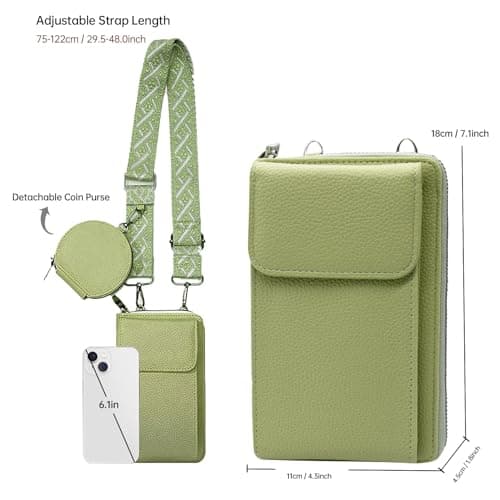 Long Keeper Crossbody Phone Bag for Women Ladies Vegan Leather Small Phone Purse with Coin Purse Card Holder Cross Body Bag Wallet for Travel Casual — view 3