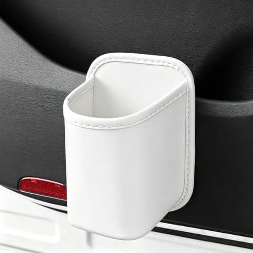 Car Door Cup Holder, PU Leather Dual Use Organizer (White) — view 2
