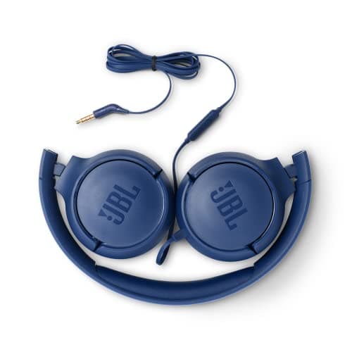 JBL Tune 500 On-Ear Lightweight Foldable Headphones with Pure Bass Sound, 1-Button Remote with Built-In Microphone, Blue — view 3