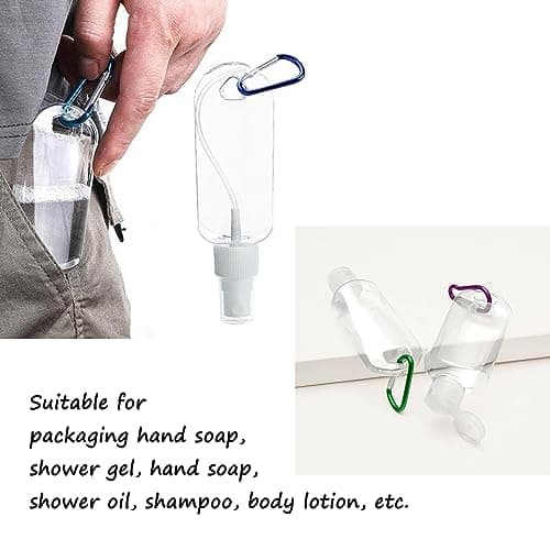 Clear Portable Travel Bottles,50ml Hand Sanitizer Containers with Hook,5pcs — view 3