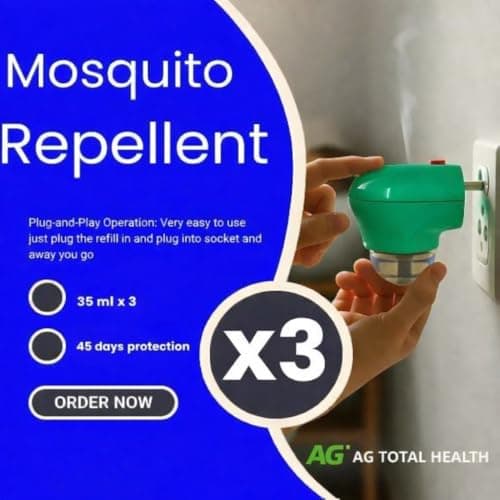 Plug‑in Mosquito Repellent & Insect Killer (3 Pack) for Home & Travel – Up to 45 Nights Protection per Refill – Includes Plug‑in Units & Refill Bottles – Exclusive AG Total Health Bundle — view 2