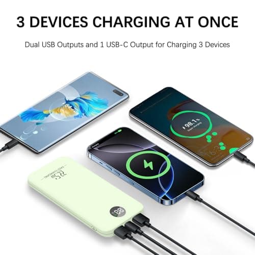 Power Bank, 10000mah Fast Charging Portable Charger, USB-C in/Out, 3 Outputs & 2 Inputs, LED Display Slim Battery Pack Compatible with iPhone 15/14/13/12,Google Android — view 5