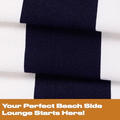 Dreamscene Stripe Beach Towel Navy, Swimming Pool Beach Holiday Essentials Gym Microfibre Beach Towels for Adults Kids Quick Dry Towel, 71cm x 152cm — view 6
