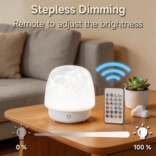 praclife Waterproof Shower Lamp with Bluetooth 5.3 Speaker, 16 Colors Dynamic Wave Projector Romote and Touch Control Lamps, Rechargeable RGB Mood Light for Bathroom, Spa, Bedroom Camping (White) — view 5