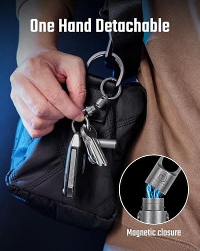 KeyUnity Titanium Magnetic Quick Release Keyring & Keychain, One-Hand Detachable 360° Rotatable Key Chain, Key Organizer Linker for Carabiner for Cars, Homes, and Accessories for Men,(KA62,Grey) — view 4