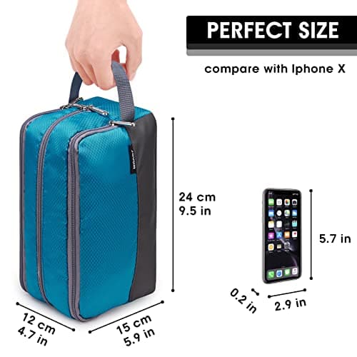 WANDF Toiletry Bag Water-Resistant Nylon Travel Wash Bag Lightweight Dopp Kit for Men and Women (A-Sky Blue) — view 5
