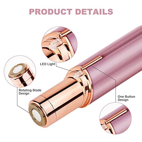 URAQT Facial Hair Remover for Women, Painless Face Hair Trimmer, Rechargeable Mini Epilator Lady Shaver Portable Electric Razor for Lips Face Body Peach Fuzz — view 3