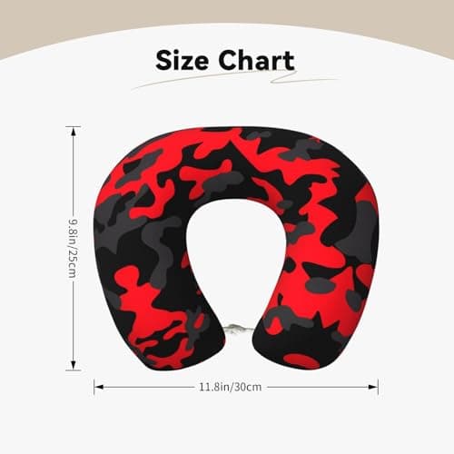 ZhRiYan Red Camo Memory Foam Travel Pillow - U-Shaped Neck Support, Perfect for Cars, Home Office, and Leisure Activities. — view 5