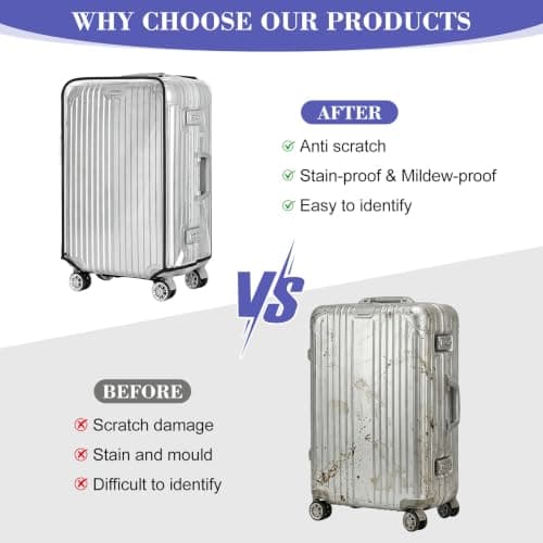 LIUCONGBD 28in Suitcase Cover Clear, Dustproof PVC with Tag and Wheel Cover — view 4