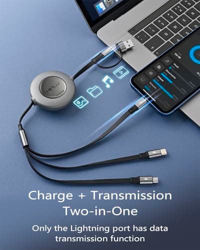 Minlu Multi Charger Cable, 5 in 1 Retractable Charging Cable, Data Transfer — view 3