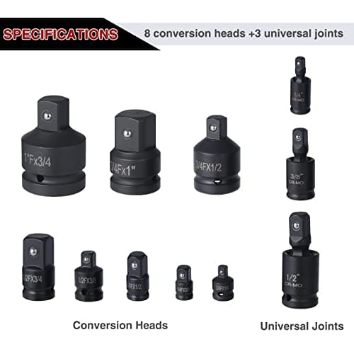 Faankiton 11PCS Impact Socket Adapter and Reducer Set Socket Adapter Set — view 2