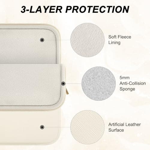 ARVOK 13 13.3 inch Laptop Sleeve Case,Waterproof Laptop Notebook Cover for MacBook Air MacBook Pro 13 14 inch, Computer Carrying Bag for HP ThinkPad Dell Lenovo Asus Acer MSI, White — view 2