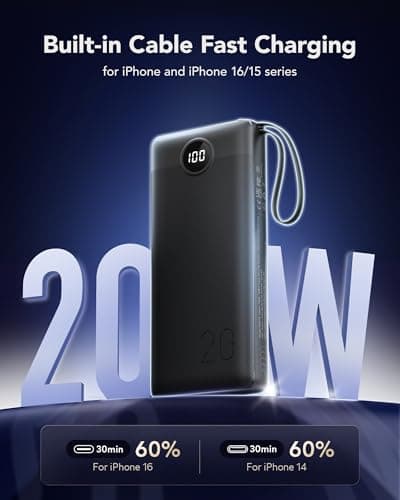 VRURC Portable Charger 20000mAh with Built in Fast Charging Cables — view 2