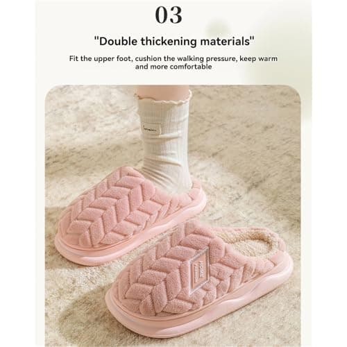 DFSDJEUW travel slippers women Plantar Fasciitis Slippers Warm Dinosaur House For Men Winter Indoor Shoes Wide Fit Anti-Slip Orthopedic Shoe ladies memory foam slipper Pink 4 — view 5