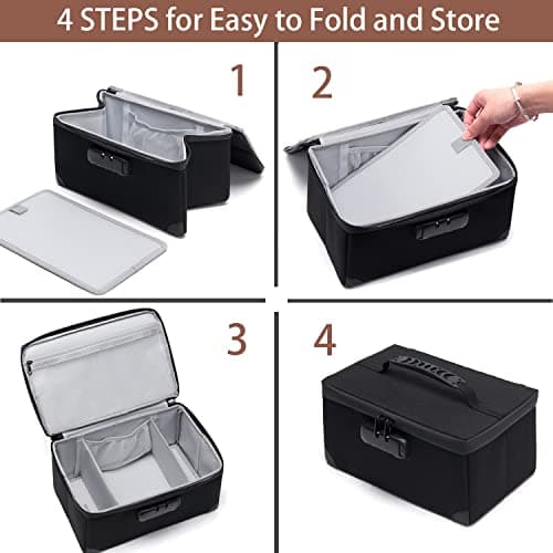 KaAutoler Portable Cosmetic Bag with Lock, Large Capacity Travel Makeup Case Organiser, Waterproof Makeup Bags for Women Toiletry Bag for Girls Traveling with Handle and Divider Makeup Bag, Black — view 5