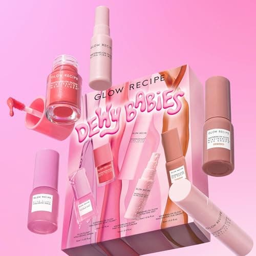 Glow Recipe Dewy Babies Travel Skincare Set - Plum Plump Hyaluronic Acid Serum + Dewy Flush Tinted Blush Drops + Pink Juice Face Moisturizer + Bronzing Hue Drops + Ultra Fine Facial Mist (5 Count) — view 2