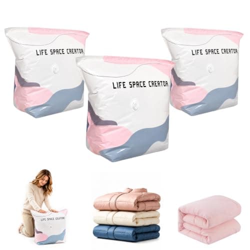 No Pump Vacuum Storage Bags with Zip Large Better Life Space Creator Travel Bag Ziplock Suction Pack Moving Compression Bags for Clothes, Blanket, Down Quilt (27.56 * 19.69 * 11.81 inch,3PCS)