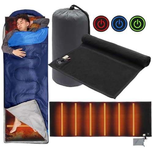 Heated Sleeping Bag Liner, Rechargeable Sleeping Blanket, Adjustable Thermal Layer, Portable Warm Mat, 3 Adjustable Temperature Levels with 6 Heating Zones, for Hiking Outdoor Picnic Travel — view 3