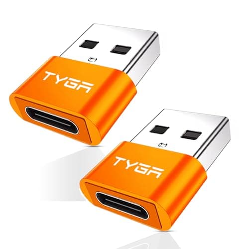 TYGA STORE USB Type C Female to USB Type A Male Adapter 2.0, Sync, Transfer, Charge, Plug & Play (2, Orange)