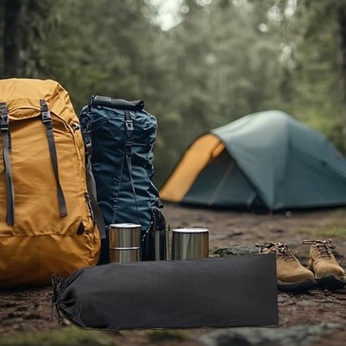 Extra Large Black Nylon Waterproof Drawstring Bags, Drawstring Storage Bag, Pull String Bag, Convenient To Clean, Prevent Item Loss, 103cm, For Tent Poles Umbrella Gear Fishing Hiking Backpacking — view 2