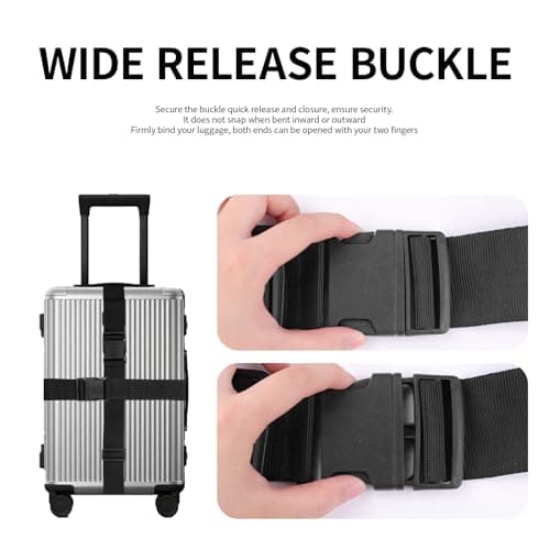 [2 Packs] Luggage Straps, for Suitcases, Adjustable 180cm x 5cm with Quick Release Buckle, Heavy Duty Black Luggage Straps for Travel, Strong Nylon Luggage Safety Straps for Luggage, Handbags — view 6