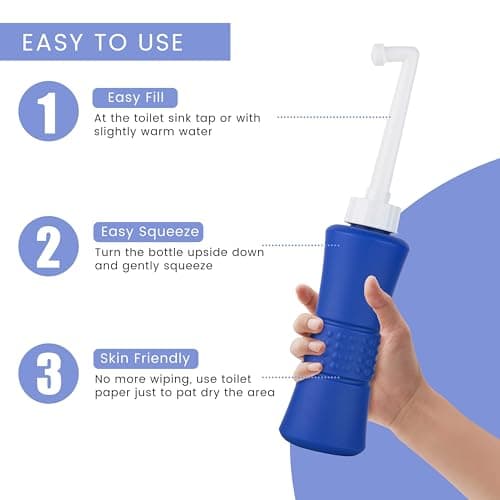 laphang Portable Bidet 500ml Blue Peri Bottle with Waterproof Pouch and Cap – PP + TPR, Leak Proof & Scratch Resistant –Perineal bottle for Postpartum Hemorrhoids Healing, Maternity Kit Essentials — view 3