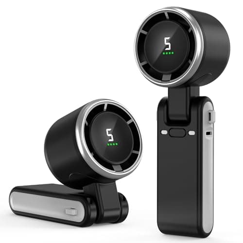LKV Portable Handheld Turbo Fan 5-Speed USB-C Rechargeable Cordless Black