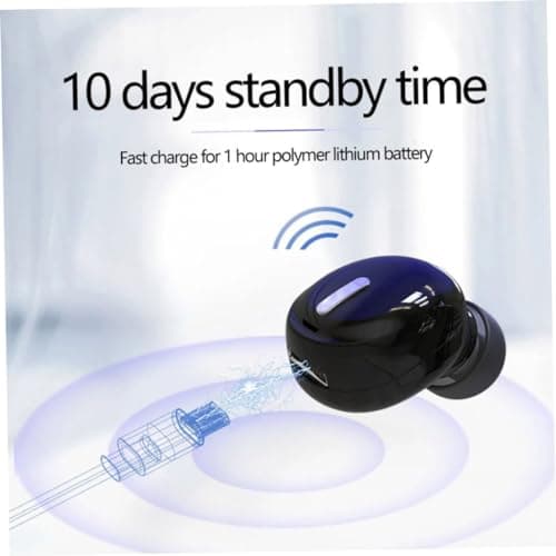 Veesper Single Ear Mini Wireless Earphone In-Ear Sport Headset with Microphone, Handsfree Earbud for Running Gym and Driving Black — view 2