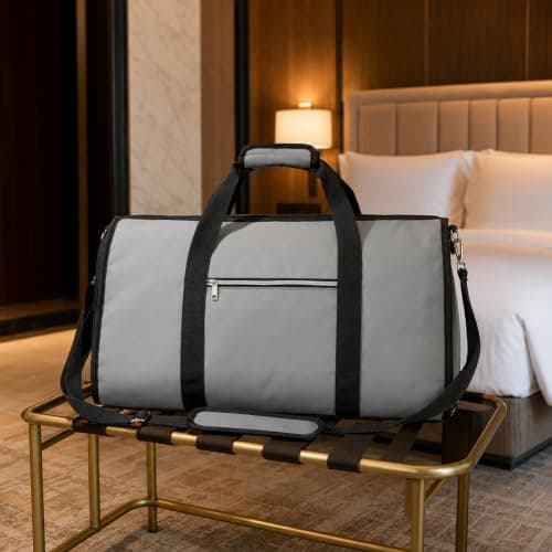 Premium Travel Garment Bags & 2-in-1 Duffle Suit Carriers – Light Grey 45L Holdall, Black XL Breathable Garment Bag, Dark Grey Water-Resistant Suit Cover, Foldable and Space-Saving (Light Grey) — view 2
