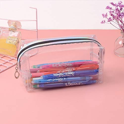 Clear Pencil Case, Large Transparent Plastic Pen Pencil Bag Makeup Pouch Travel Cosmetic Bag,School Supplies for Teenage Boys Girls Women (Clear) — view 2