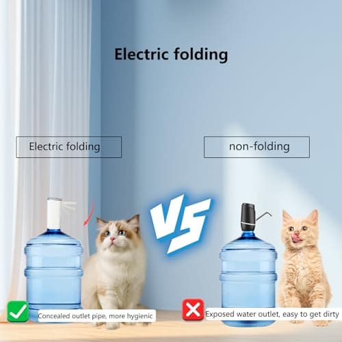 HUAPPNIO Electric Water Bottle Pump Rechargeable Water Dispenser Autofolding Spout Smart Portable USB Charging for Kitchen Office Home Camping Bedroom Campervan White — view 5