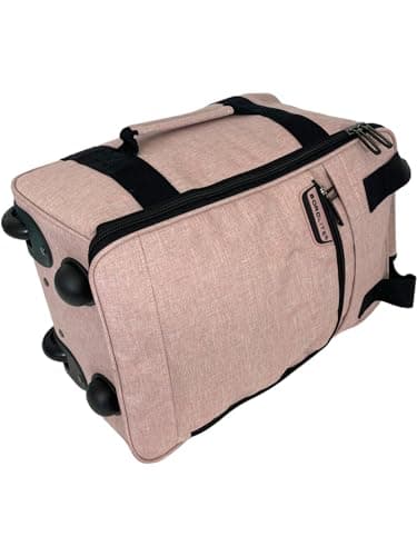 Bordlite RyanAir Approved Cabin Holdall on Wheels, Extendable Handle, Multi Pocket Twill Travel Bag - 40x25x20cm - Pink — view 6