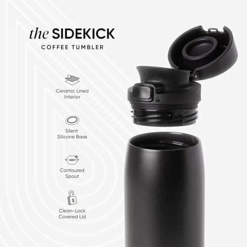 Simple Modern Sidekick Travel Coffee Mug | Insulated Stainless Steel Mug with Ceramic Lining | Airtight and Friendly for Cup Holder, 473ml, Sea Glass Sage Mix — view 4