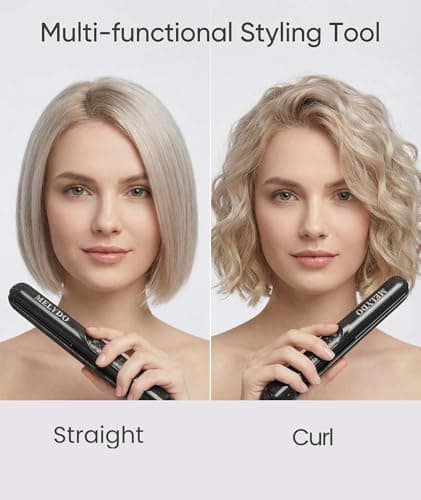 MELYDO Mini Hair Straighteners, Ceramic Mini Straightener for Short Hair/Bangs, Travel Hair Straighteners Dual Voltage, UK Plug(Black) — view 4